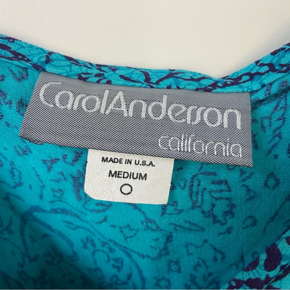 Vintage Carol Anderson Blue Rayon 2 Piece Set Wide Leg Pant Sleeveless Medium - Picture 4 of 10